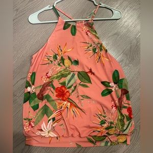 Express Floral Halter Top with Cinched Waist: Size S